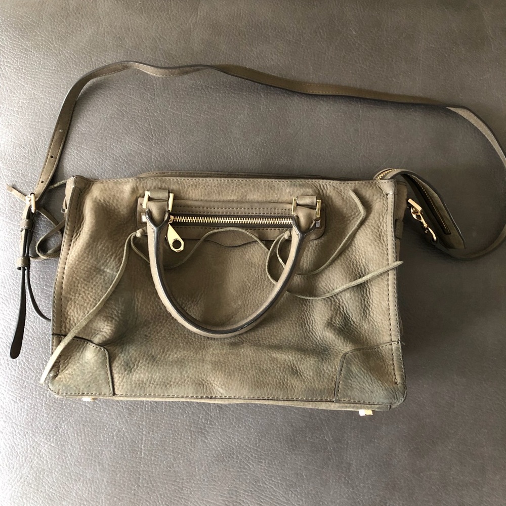 Rebecca Minkoff green suede satchel
